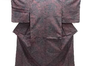 未使用品　唐草模様織り出し手織り紬着物